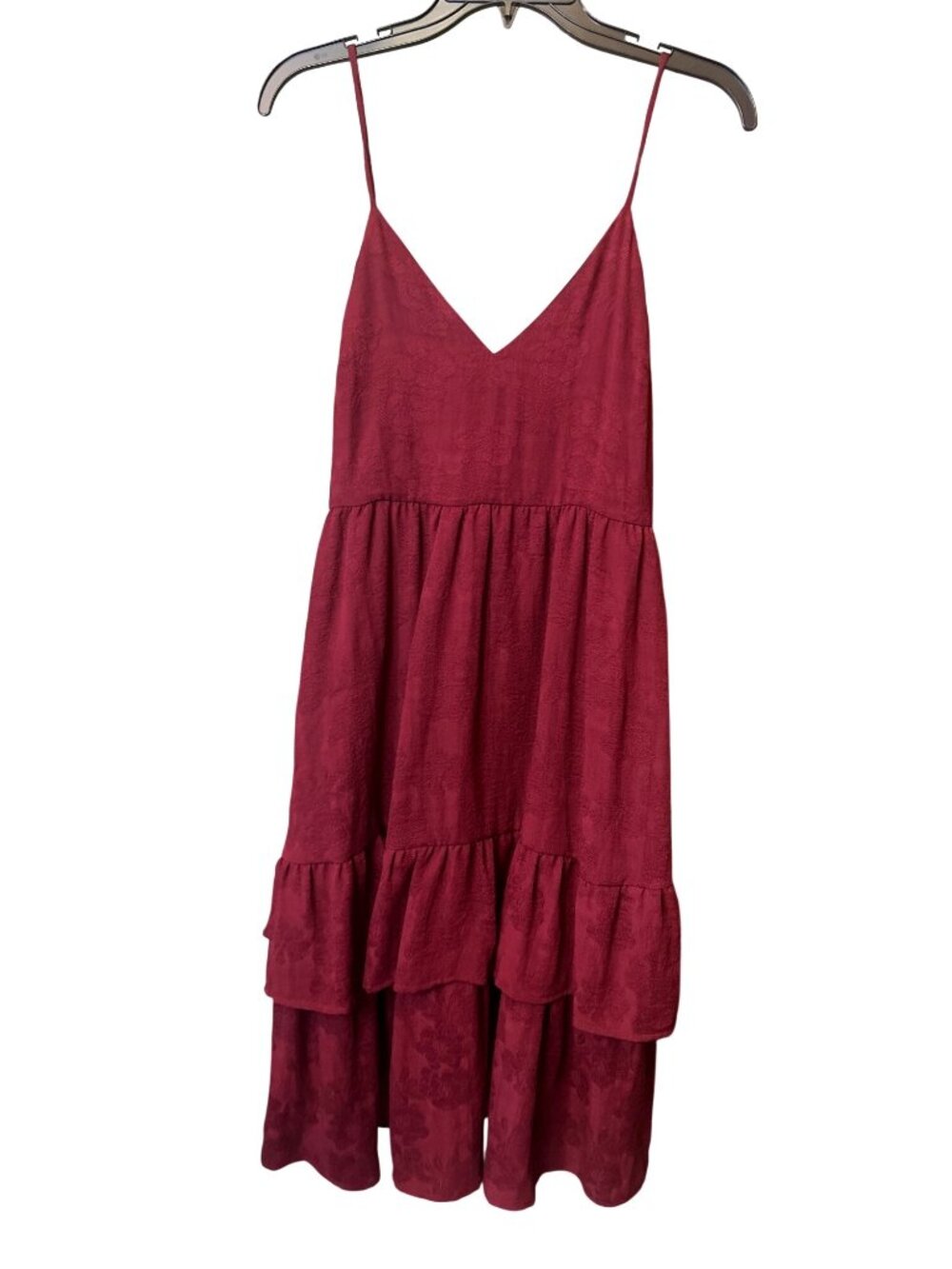 Endless Rose Burgundy Tiered Sleeveless Maxi Dress Size S